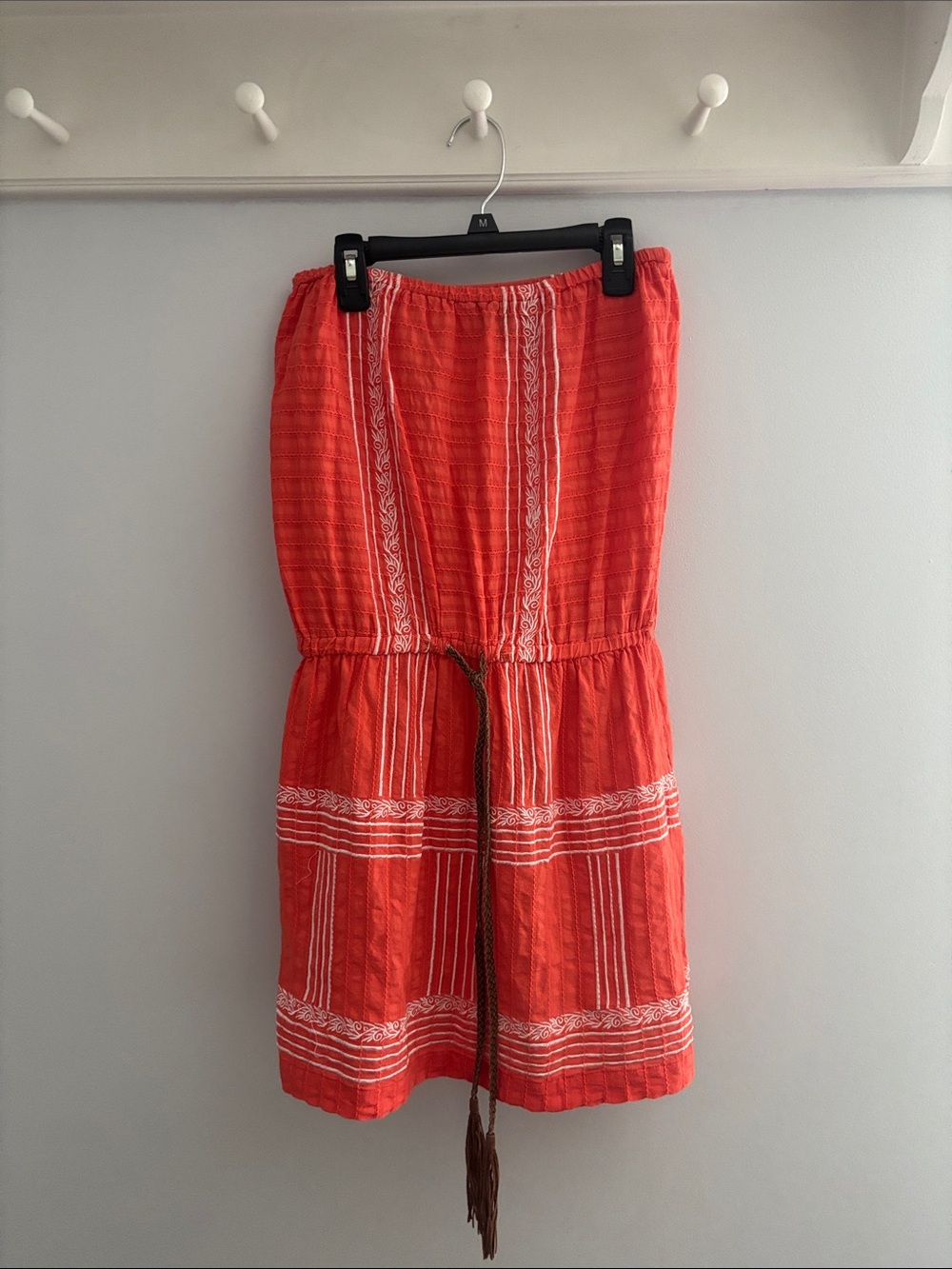 Letarte Strapless Coral Embroidered Summer Dress